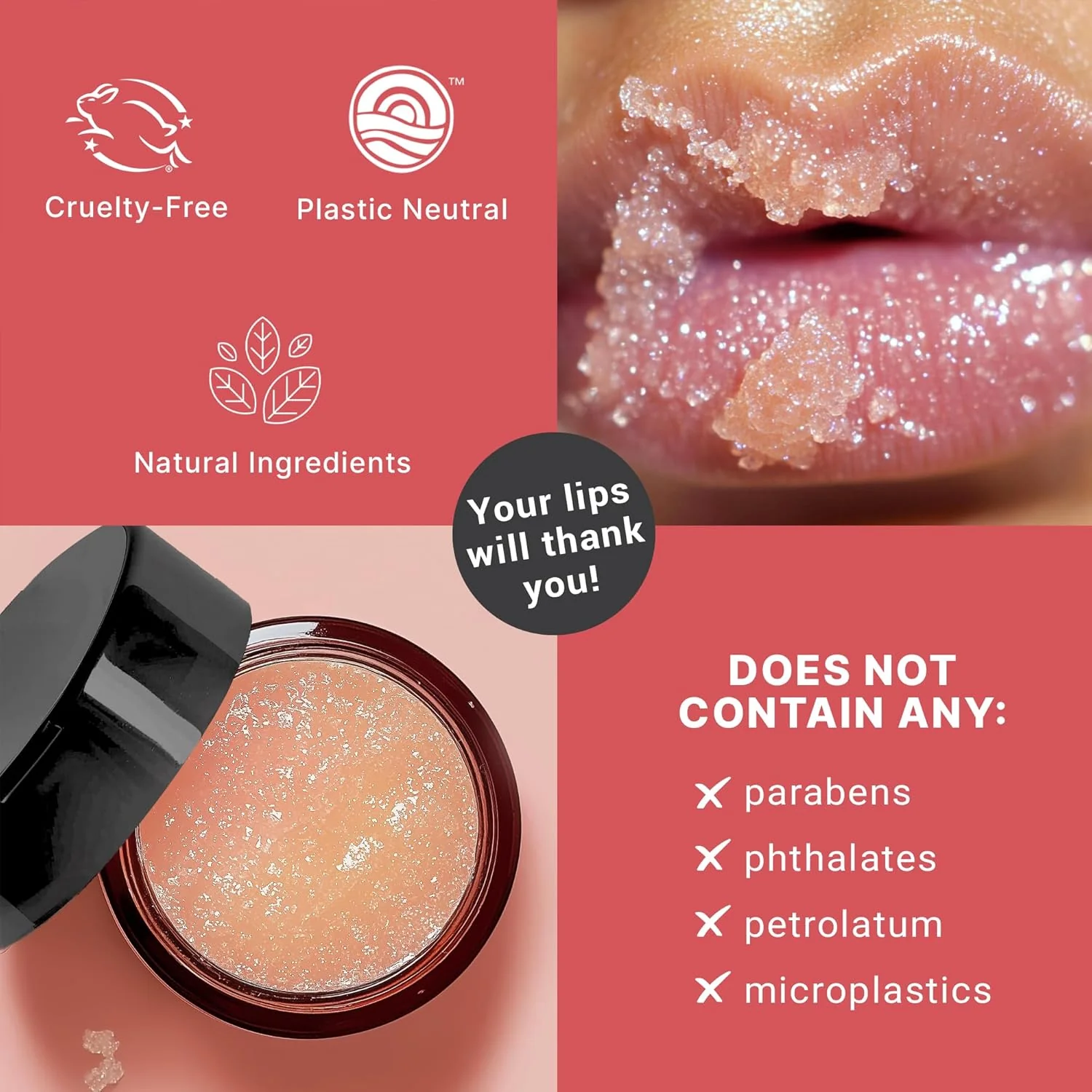 Organic Berry Lip Scrub - for Dry, Chapped Lips - Image 3