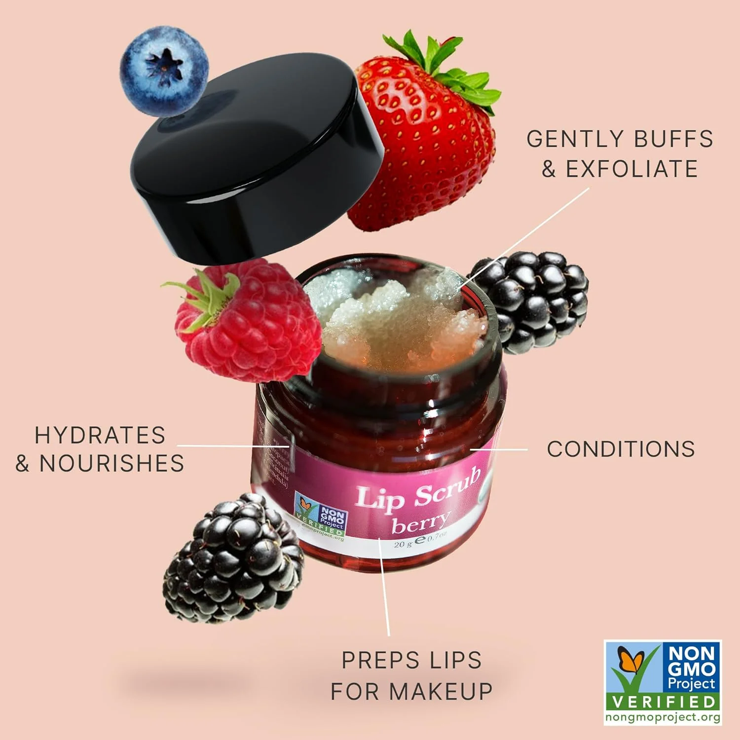 Organic Berry Lip Scrub - for Dry, Chapped Lips - Image 5
